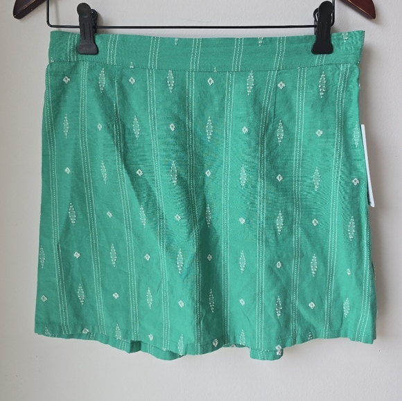 HURLEY Set Crop Top Blouse Puff Sleeve Mini Skirt Cotton Green Size L - Picture 7 of 11